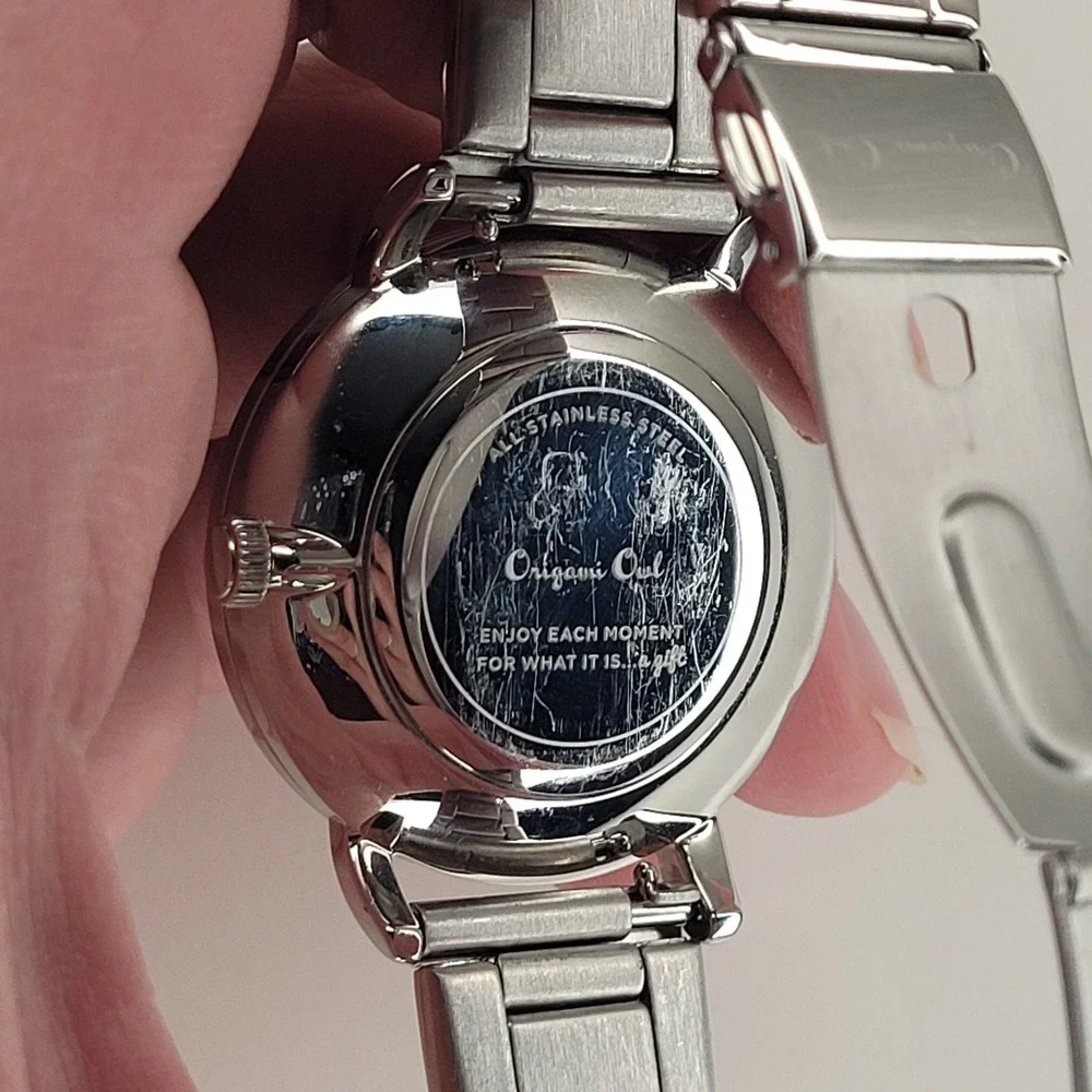 Origami Owl Silver Crystal Living Locket Watch - Red Lips & Blue Crystals